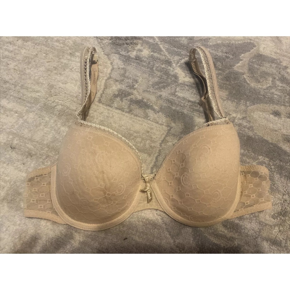 Chantelle 3581 Beige Chic T Shirt Bra 32C Push Up Logo‎